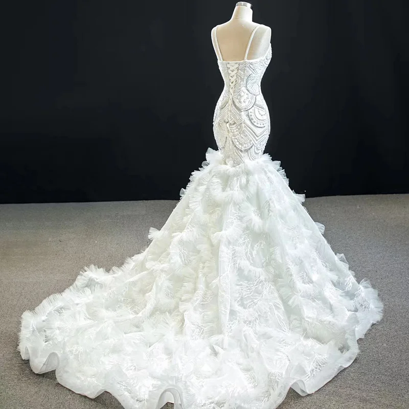 J67123 JANCEMBER Sexy Wedding Dress 2020 Spaghetti Straps Sleeveless Sweetheart Lace Up Shining Crystal Chapel Train 4
