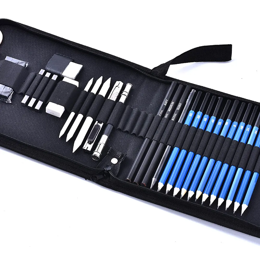 

33pcs/set Sketch Pencil Set Professional Sketching Drawing Kit Wood Pencil Pencil Bags for Painter School Students Art Supplies"