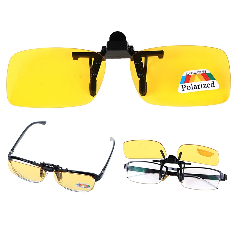 Unisex Clip-on Polarized Day Night Vision Flip-up Lens Driving Glasses UV400 Riding Sunglasses 1pc for Outside polarized sunglasses night vision sunglasses driving glasses