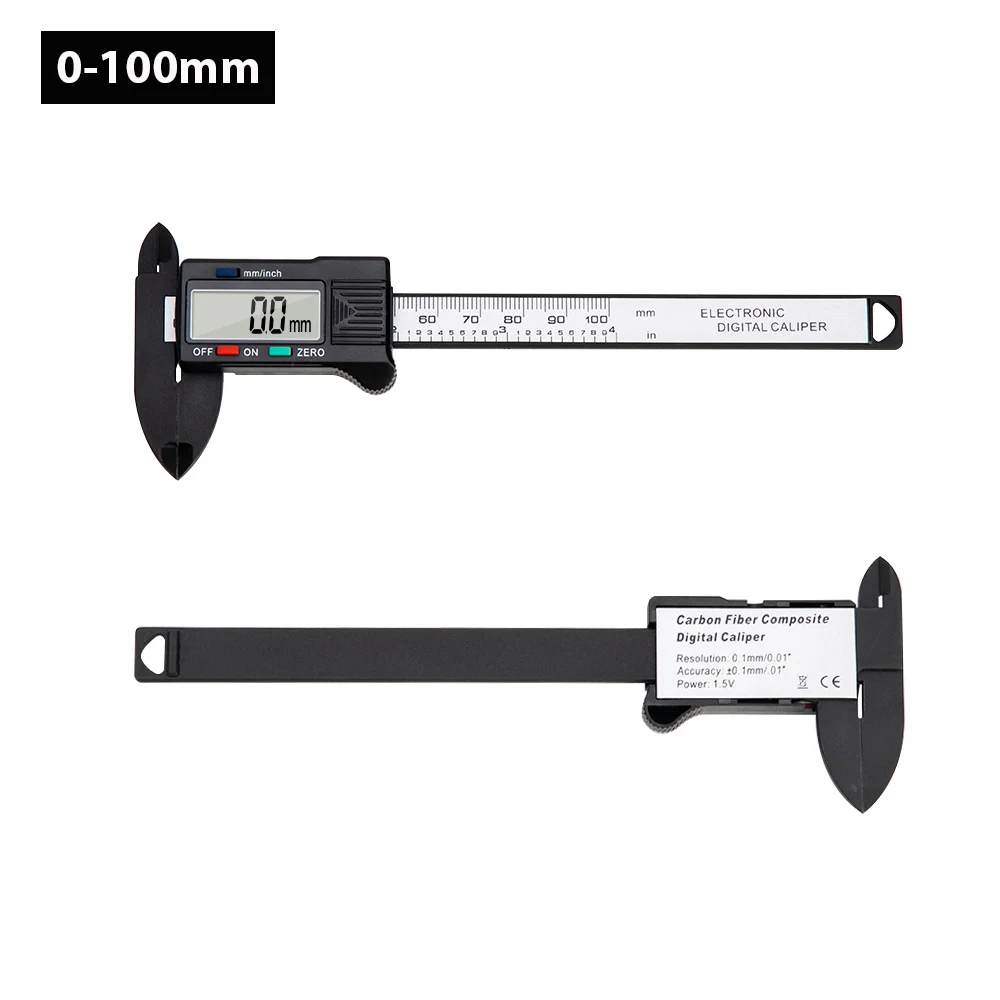 Цифровой штангенциркуль 6 дюймов Электронный штангенциркуль 150 мм Микрометр цифровая линейка, измерительный инструмент 100 мм 0,1 мм - Цвет: 0-100mm Black