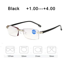 Алмазная резка без оправы очки для чтения для мужчин и женщин анти-синий светильник Пресбиопия+ 1,0+ 1,5+ 2,0+ 2,5+ 3,0+ 3,5+ 4,0 диоптрий s802