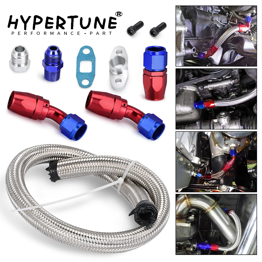 

Hypertune - Turbocharger Oil Drain Return Line 10AN 26″For T3 T4 T70 T66 Stainless Steel Braided Turbine HT-TOL12