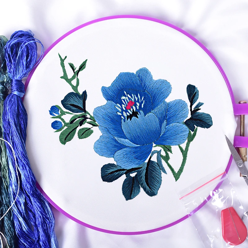 Suzhou Embroidery DIY Beginner Kit-Stitch Guide Round Flower and Bird Decorative Painting Handcraft Embroidery Set