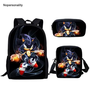 

Nopersonality Cute kids School Bag Sets Cartoon Sonic the Hedgehog Print Schoolbag for Teenager Boys Girls Anime Children Bags