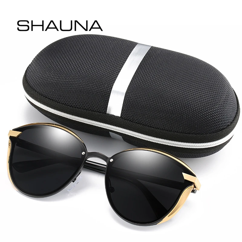 SHAUNA, Новое поступление, модные женские негабаритные поляризованные солнцезащитные очки Cateye, высокое качество, зеркальное покрытие, анти-УФ очки для девушек