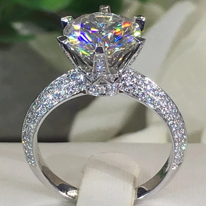 10K белое золото 1 2 3 4 5 карат круглое Moissanite бриллиантовое кольцо для женщин Свадьба