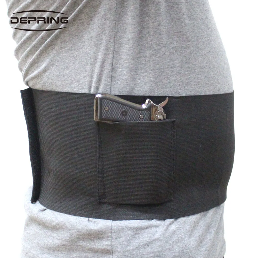 

Large Concealed Belly Band Holster Under Cover Elastic Abdominal Band Pistol Holster with Magazine Pouches Fits 38-48 Inch Waist