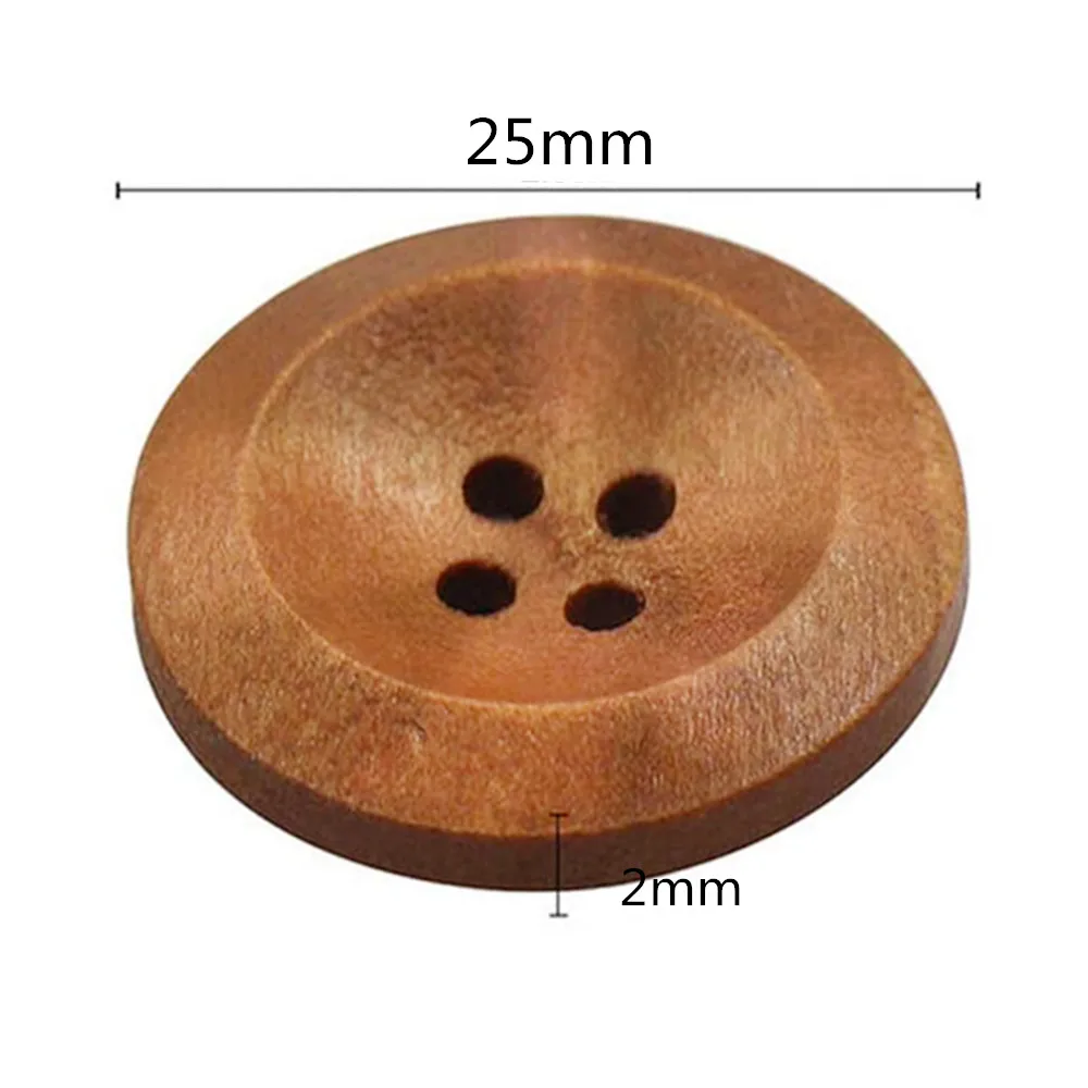 20pcs 25mm Round Wooden Buttons 4 Holes DIY Apparel Sewing Decorative Buttons Scrapbooking Buttons for Clothing 7NK245-4 2