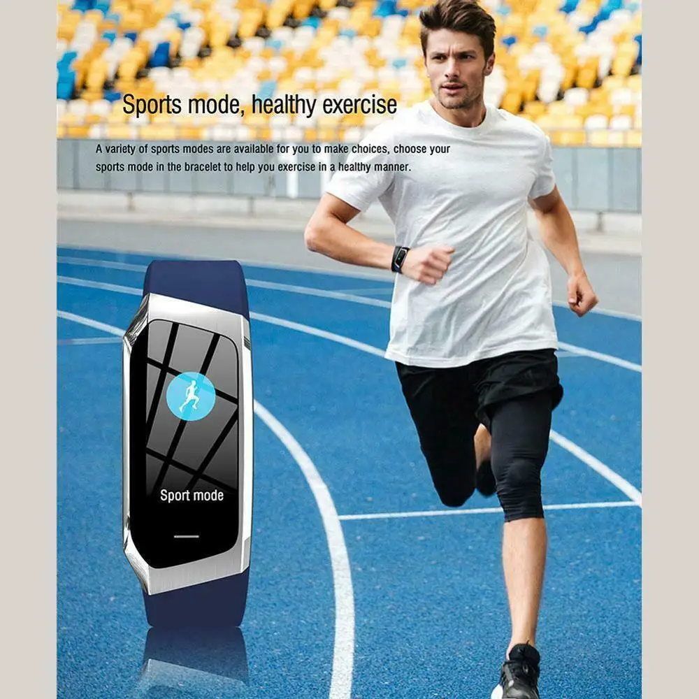 E18 Smart Band Color Screen Pressure Heart Rate IP67 Sport Bracelet Tracker Monitor Fitness smart Wristband Waterproo O8Z3