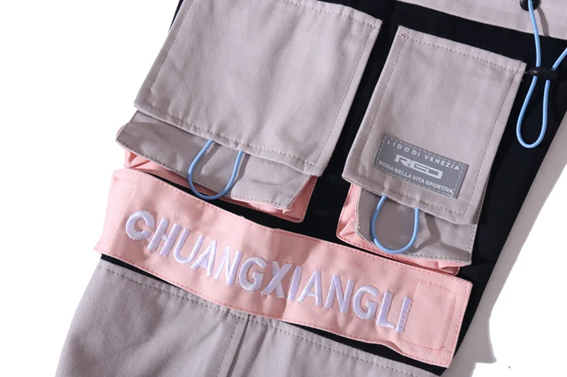 Men Cargo Pant Streetwear Color Block Hip Hip Harajuku Harem Pant Pockets Japan Style Baggy Pant Joggers Hipster Trousers