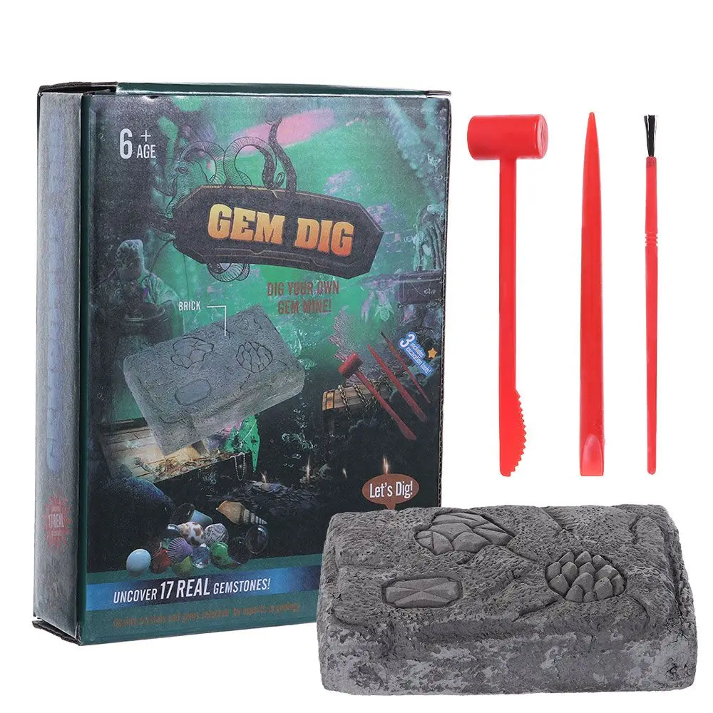 Discovery Gift for Kids Crystal Treasure Toy Set Gemstone Mining Digging Kit DIY Excavation | Дом и сад