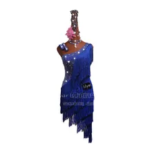 Индивидуальный заказ Латинской для танцев, соревнований, выступлений костюм без рукавов женский без бретелек Юбка с бахромой супер с блестящим брильянтовым