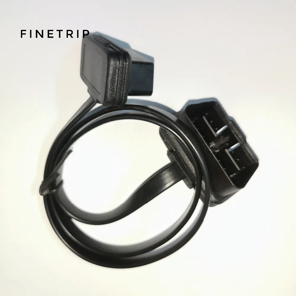 c394030 100cm 60cm Flat Thin As Noodle OBD2 OBDII OBD 16Pin ELM327 Male To Female Elbow Extension Cable Diagnostic Scanner Connector (2)