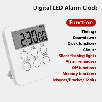 

Digital LED Alarm Clock Countdown Sleep Stopwatch Multifunctional Magnetic Cooking Kitchen Timer Mini Electronic LED Table Clock