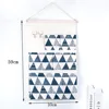 5 Pockets Wall Mounted Bag Waterproof Bedroom Home Storage Hanging Pocket with Hooks Cotton Linen Fabric Sundries Organizer 5