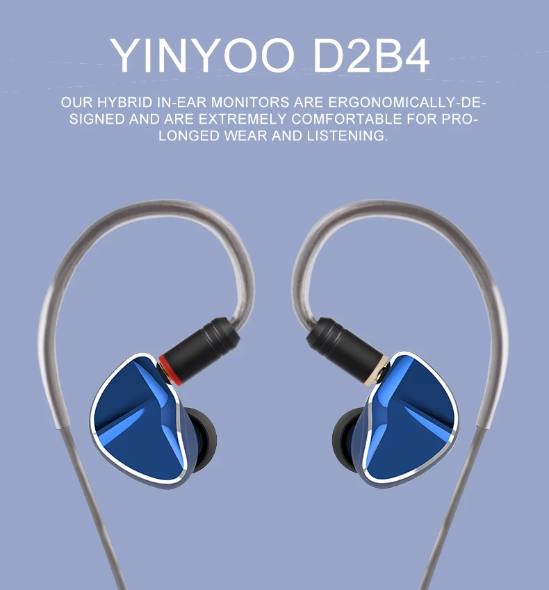 Yinyoo D2B4 2DD+ 4BA 10 мм графеновые мембранные динамические гибридные наушники в ухо HIFI DJ монитор наушники с новым модернизированным кабелем