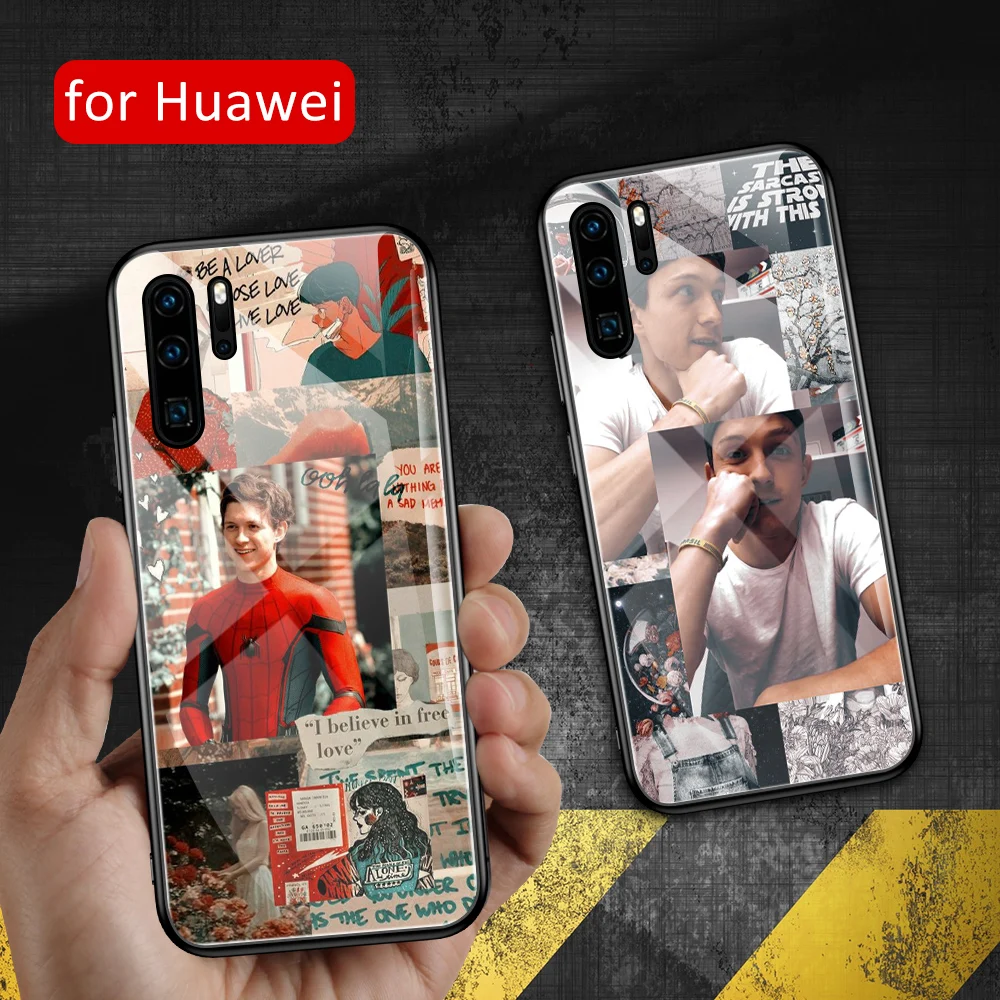 For huawei p30 lite Case Glass back cover Handsome Tom Holland P20 case for Huawei P9 P10 Plus P30 Pro | Мобильные телефоны и