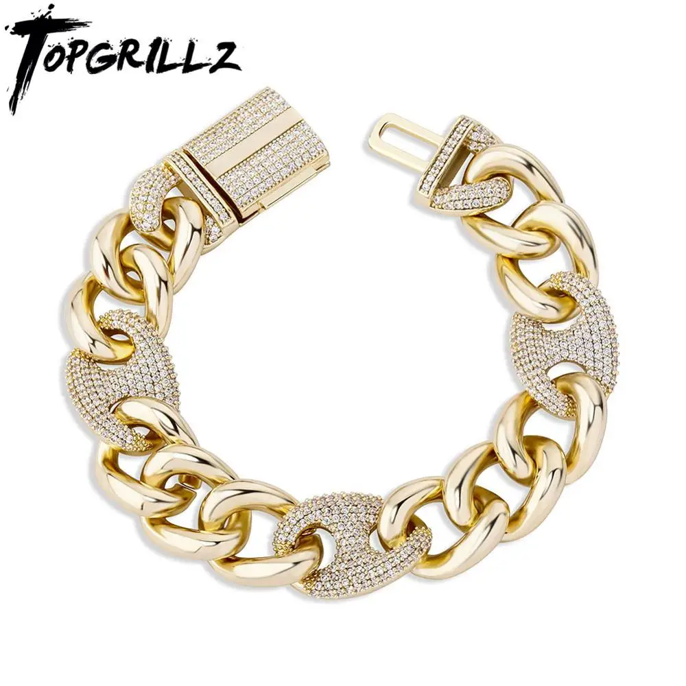 TOPGRILLZ 16 мм коробка с пряжкой браслет Майами кубинский цепочка со сверкающим