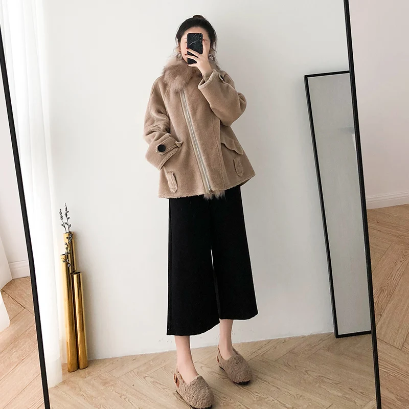 

Real Fur Coat Women Sheep Shearing Winter Coat Women Fox Fur Collar Jacket Women Clothes 2019 Manteau Femme BGS80961 YY1090