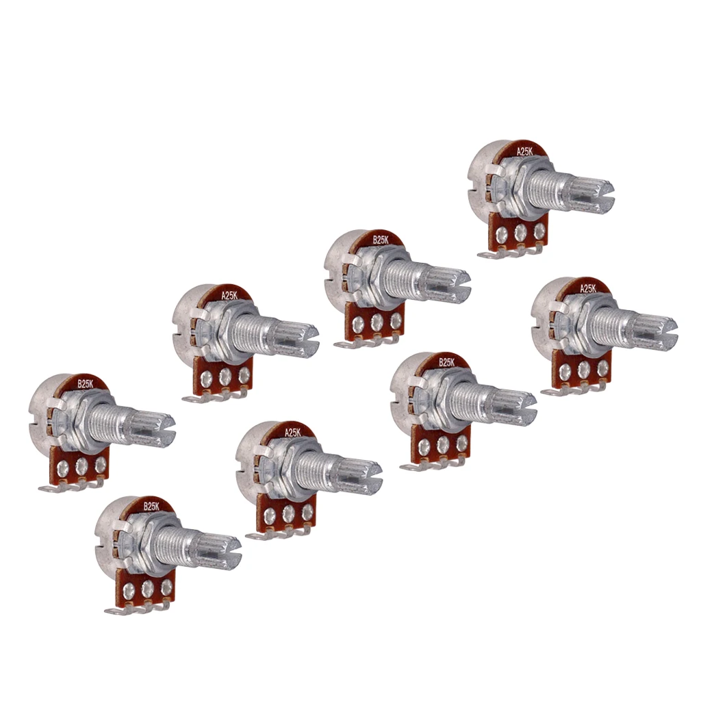 MagiDeal 25K 18mm Long Split Shaft Potentiometer Fine Spline for Guitar/Bass