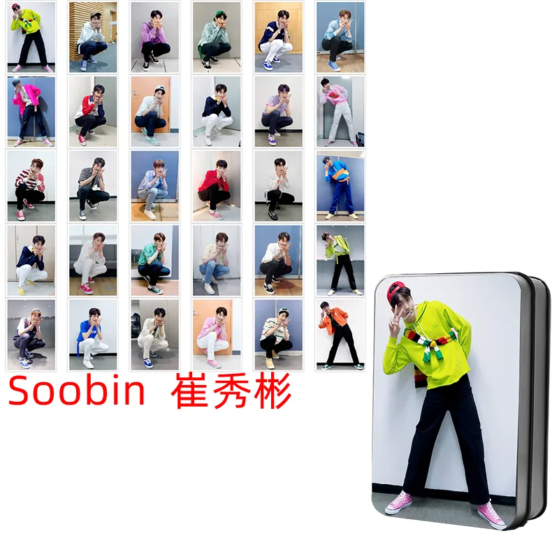 Kpop TXT Beomgyu Hueningkai Soobin Taehyun Yeonjun фотография Поляроида Lomo карты завтра X вместе вентиляторы подарки металлический ящик 30 шт./кор