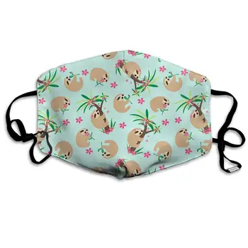 

Sloth Hugs Light Turquoise Washable Reusable Mask, Cotton Anti Dust Half Face Mouth Mask For Kids Teens Men Women With