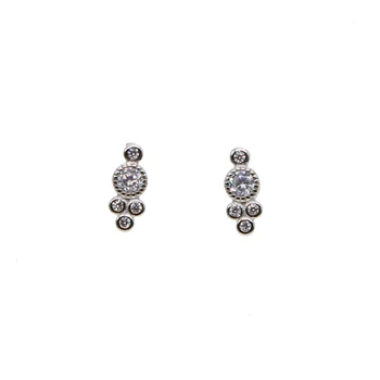 

ear wire mini stud earrings 100% 925 sterling silver inital girl women the second stud multi piercing earrings