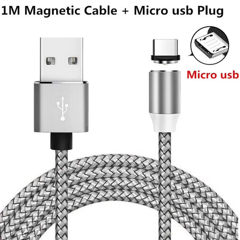 1 м Зарядное устройство зарядный Магнитный usb-кабель для htc Desire 12 плюс 12S 12 один X10 M9 A9S M8S E9 плюс M8S M7 M8 620 626 820 - Цвет: For Micro Silver