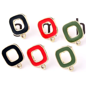 

4Pcs Red/Black/Green 18*14mm Retro Shaped Hollow Square Simple Earrings DIY Handmade Jewelry Earrings Connector Accessories
