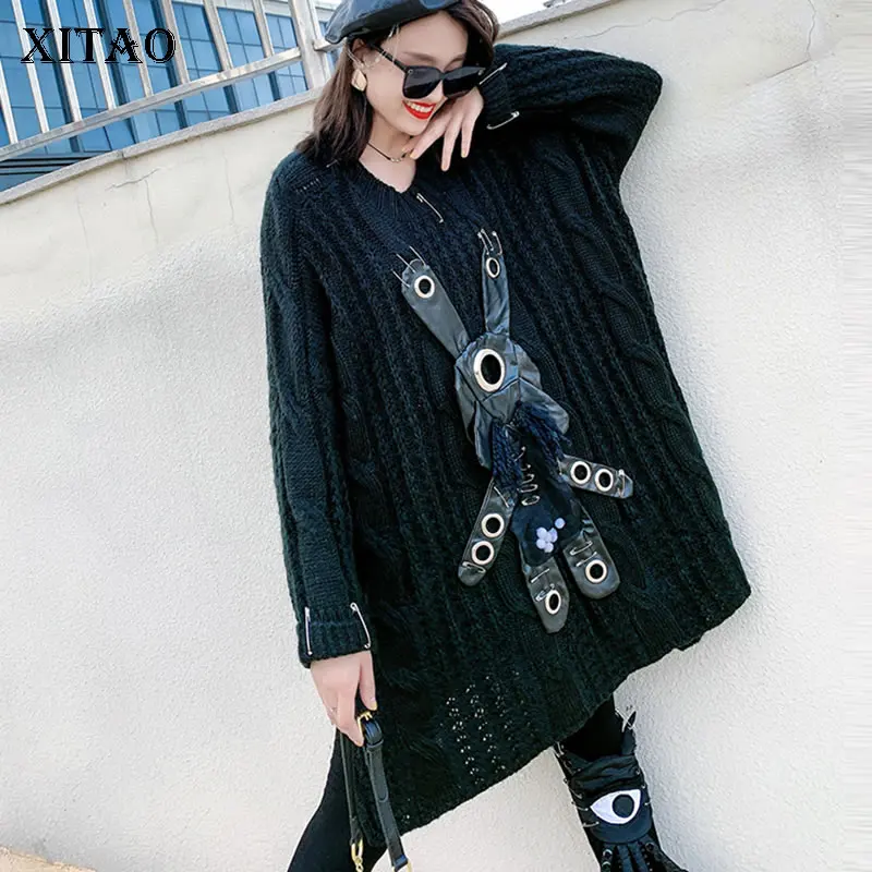XITAO Appliques Sequined Solid Sweater Women 2020