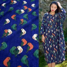 Полуметр foresh маленькая птица печати вельвет-корд для платья рубашка детская одежда T710