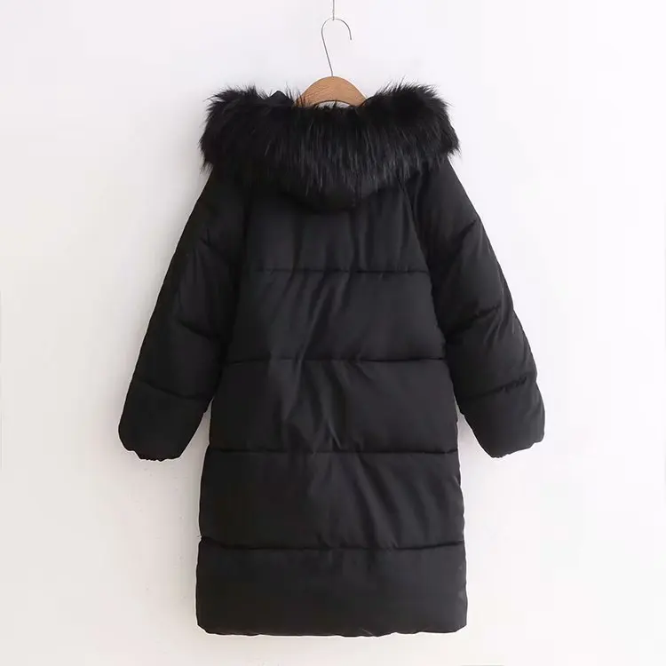 

2019 Winter New Style Korean-style Loose-Fit Mid-length Large Fur Collar Thick Cotton Coat Student over-the-Knee Cotton-padded J