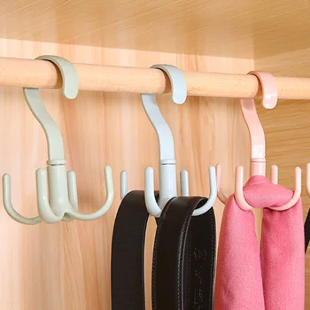 

Multi-Function 360 Degrees Rotate 4 Four Claws Hooks Dry Wet Dual Use Towel Hanger Home Clothes Shoes Sundries Organizer