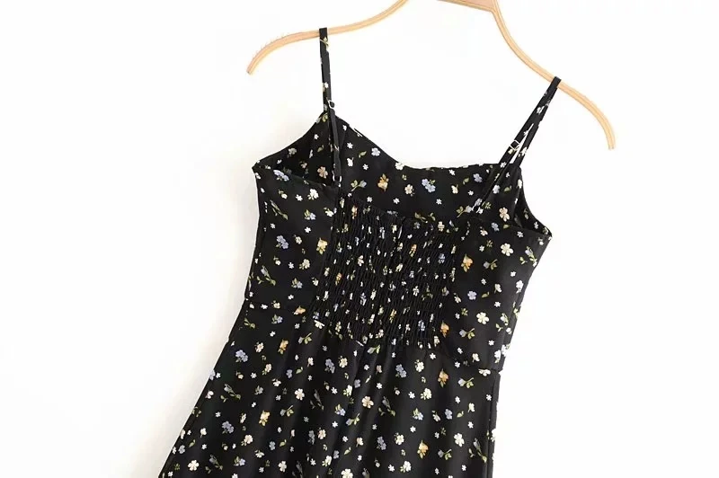 Летнее платье, женские вечерние платья kawaii cami midi, сексуальное платье с открытой спиной, винтажное элегантное платье с цветочным рисунком, корейские платья черного цвета