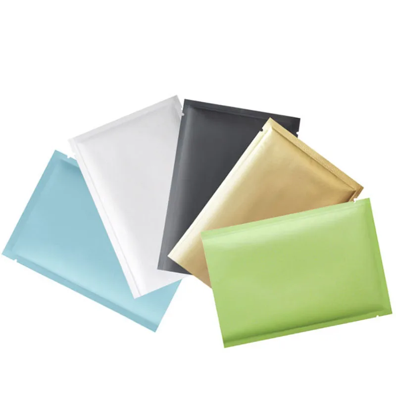

100pcs Matte Black White Heat Sealable Open Top Aluminum Foil Package Bags Tear Notch Small Proof Powder Liquid Flat Pouches Bag