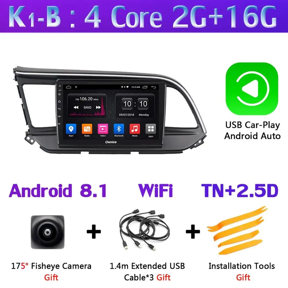 360 ° панорамный 4G LTE Android 9,0 8 ядерный 4+ 64G gps Navi Радио CarPlay SPDIF DSP автомобильный мультимедийный плеер для hyundai Elantra LHD - Цвет: K1-B-CarPlay