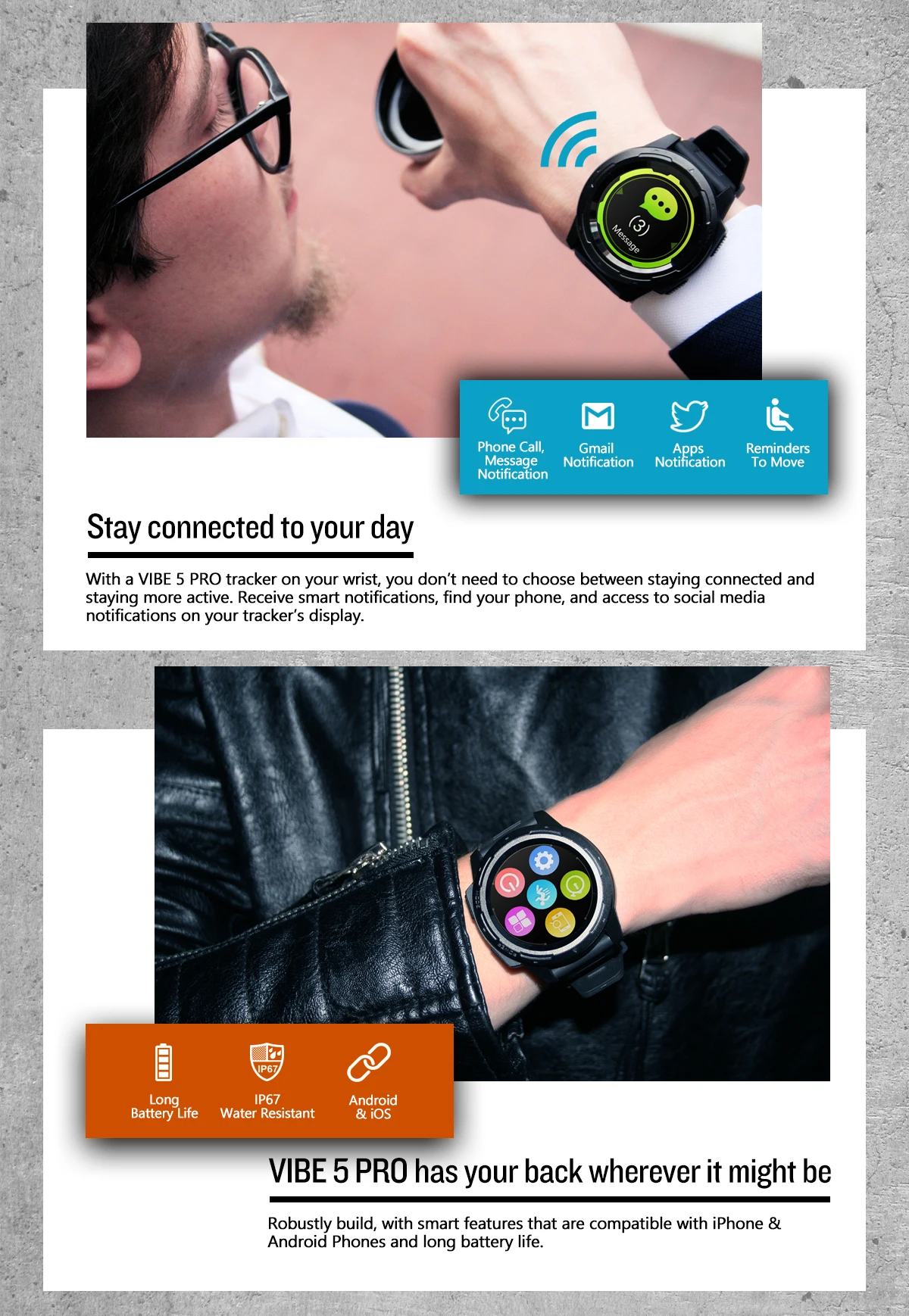 Zeblaze VIBE 5 PRO цветной сенсорный дисплей умные часы пульсометр мульти-спортивные уведомления отслеживания WR IP67 умные часы