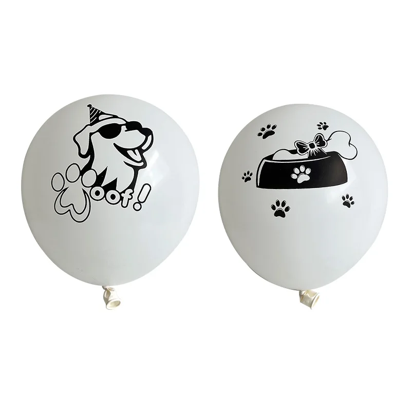 10pcs 12inch White Black Ballons Dog Cat Animals Pet Paws Latex