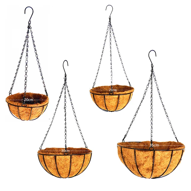 1Db Fém Függő Ültető Kosár Kókuszdió -Bélelés 8 10 12 14 Hüvelykes Kerek Huzalállvány, Amely Alkalmas Tornác Család Erkélyre - Image 6