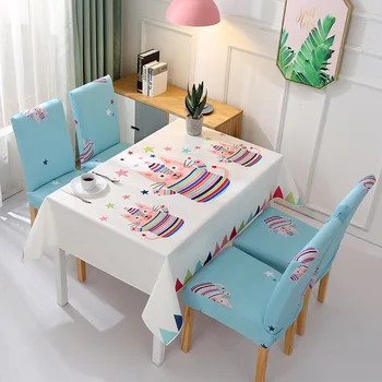 

New Waterproof Nordic Small Fresh Cloth Tablecloths Tablecloths Table And Chair Kits Stretch All-inclusive Chair Covers
