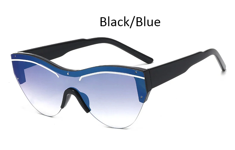 Black Blue Сексуальные женские солнцезащитные очки кошачий глаз без оправы, женские солнцезащитные очки, новые модные градиентные очки, новые женские солнцезащитные очки, UV400 - Цвет линз: Black Blue