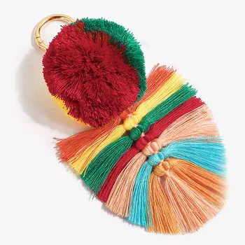 

Handmade Personalized Bag Charm Keychain Colorful Key Rings Tassel Decorations for Handbags Best Sale-WT