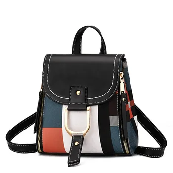 

High Quality PU Leather Backpack Women School Bag for Girls Teenage Students Multi-use Casual Daypack Knapsack Hand Bag