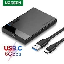 Ugreen HDD чехол 2,5 SATA для USB 3,0 адаптер жесткий диск Корпус для SSD диск HDD Box Тип C 3,1 чехол HD внешний HDD корпус