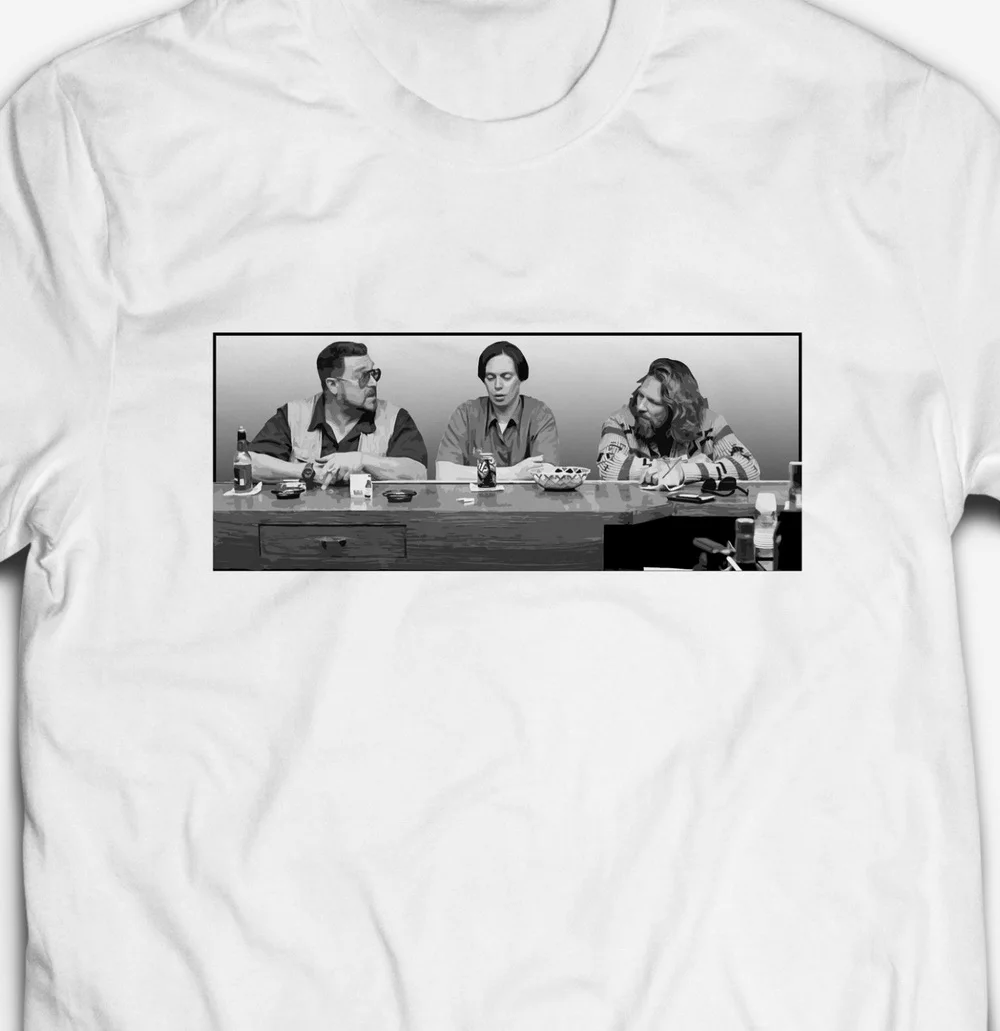 The Dude At Bar Big Lebowski культ Fim Movie 100% хлопок мужская футболка Удобная | Мужская одежда