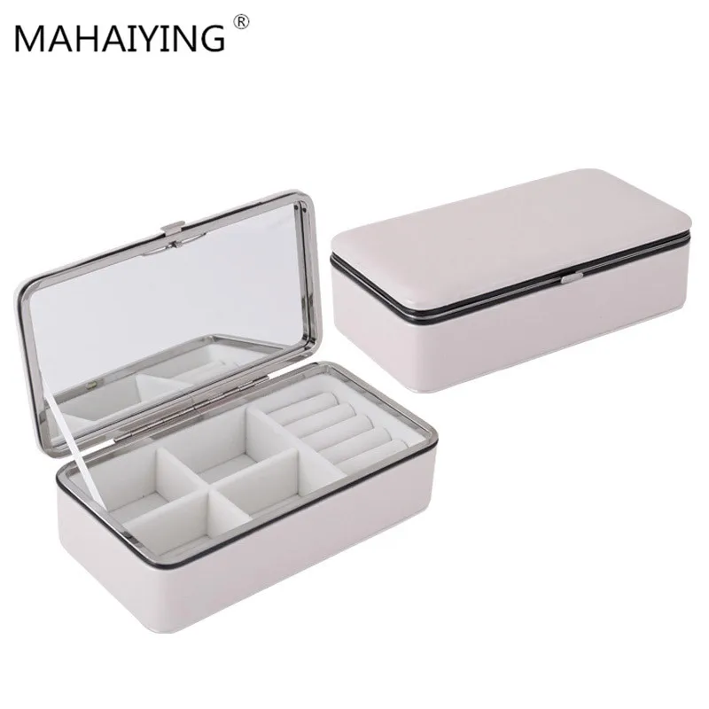 

Korean Fashion Portable High Grade Pu Jewelry Case Fine Jewelry Box Necklace Box Ring Box Jewelry Box 2 Colors
