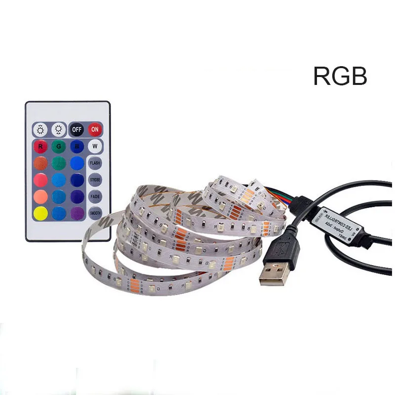 Светодиодная лента USB, светильник для ТВ, фоновый светильник ing RGB, неоновая лента SMD3528, 5 в постоянного тока, водонепроницаемая гибкая Диодная лента, 50 см, 1 м, 2 м, 3M, 4M, 5 м