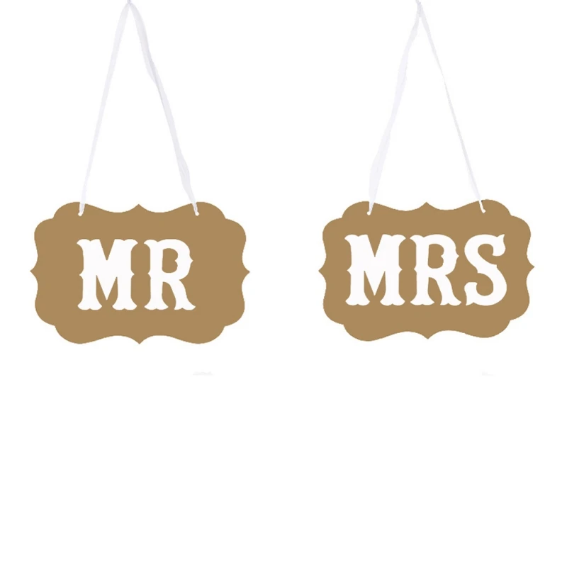 Деревенский Свадебный Mr Mrs стул баннеры знак стул Жених невесты Вечерние винтажные Свадебные обручальные реквизит для фото вечеринок - Цвет: B