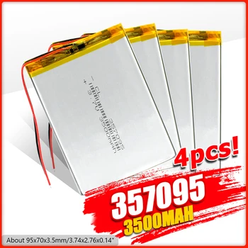 

1/2/4 Rechargeable 357095 Li-ion Battery 3.7v 3500mah Cell Lithium Polymer Li Po Battery 95x70x3.5mm With Over Current Protector