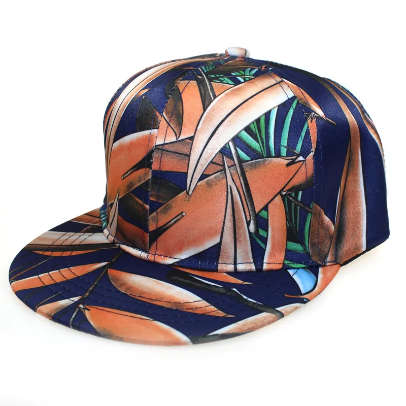 Fashion Floral Hip-Hop Hat for Women Men Flat Brim Street Gorras Girls Outdoor Sun Visor Boy Leaf Printed Snapback Baseball Cap Women's Baseball Caps Baseball Caps